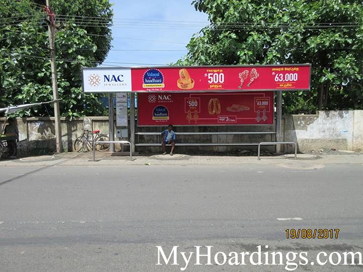 Cost of Bus Shelter Advertising at Madhavaram Post Office Bus Stop in Chennai, Outdoor Media Agency Chennai, Tamil Nadu 